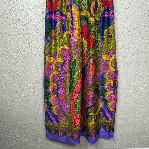 1970s Vintage Psychedelic Maxi Dress Paisley Haight-Ashbury Festival Bohemian - Picture 3 of 10